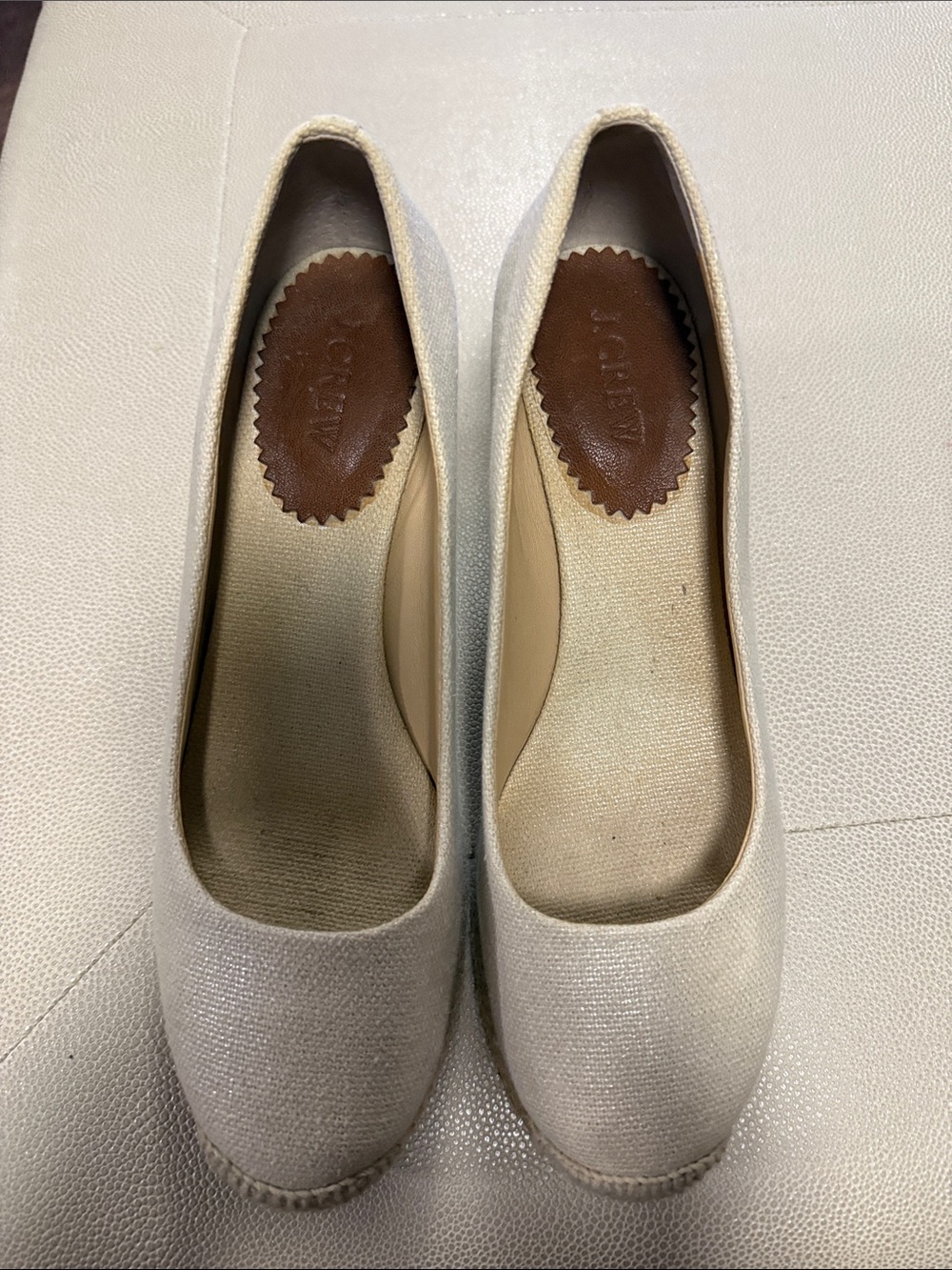 J. Crew Cream Canvas Wedge Espadrilles